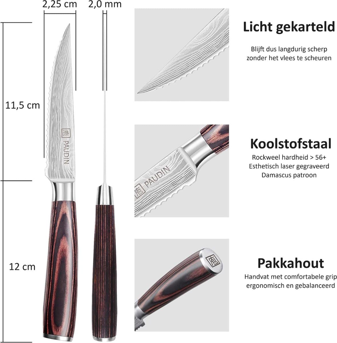 S3 Premium Steakmessen – Set van 6