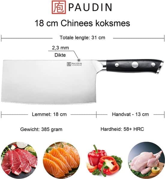 D4 Professioneel RVS Chinees Koksmes 18 cm