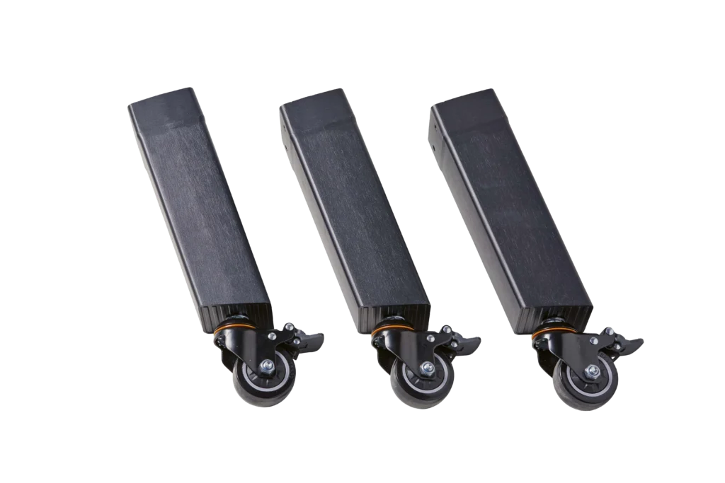 Verrijdbare poten zwart aluminium (3 st.)